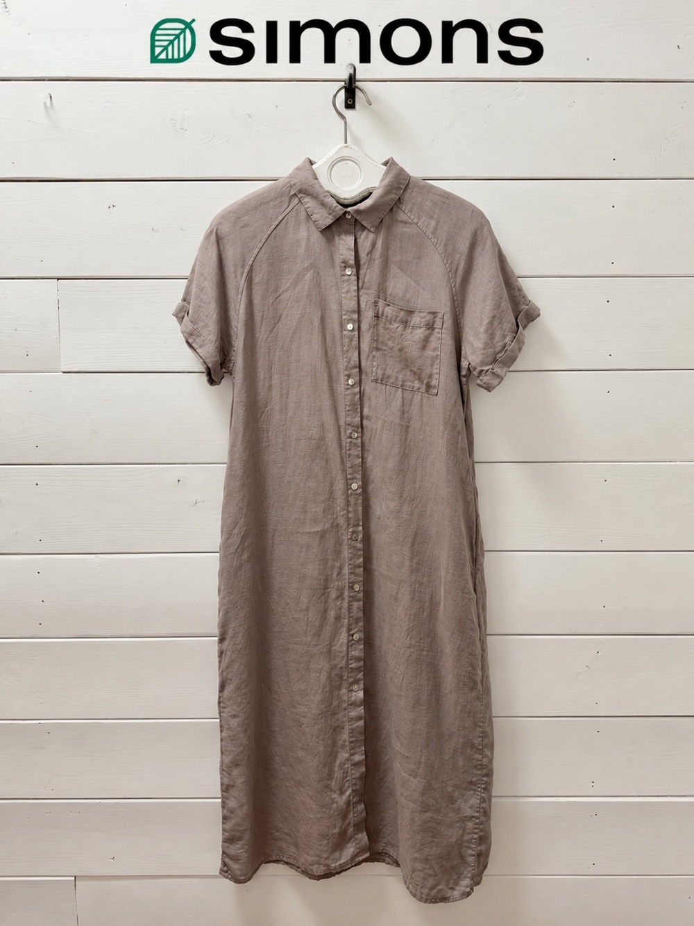 Contemporaine by Simons Maxi Linen-Blend Shirt Dress – Smoky Lilac – M